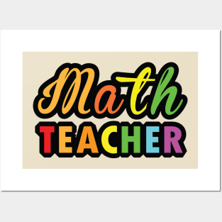 Multi Color Typography  design for Math Teacher Gift Posters and Art